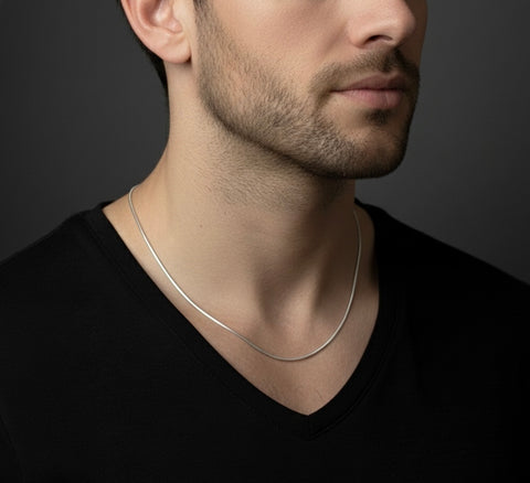 C001W B.Tiff Octagonal Herringbone Chain Necklace