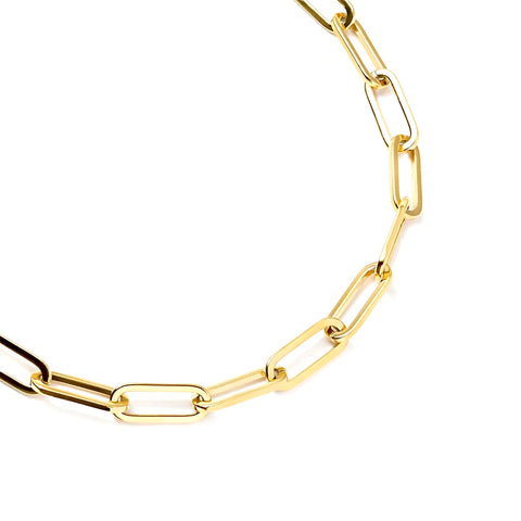 C860G B.Tiff "Jemma" Paperclip Flat Long Adjustable Link Gold Plated Necklace