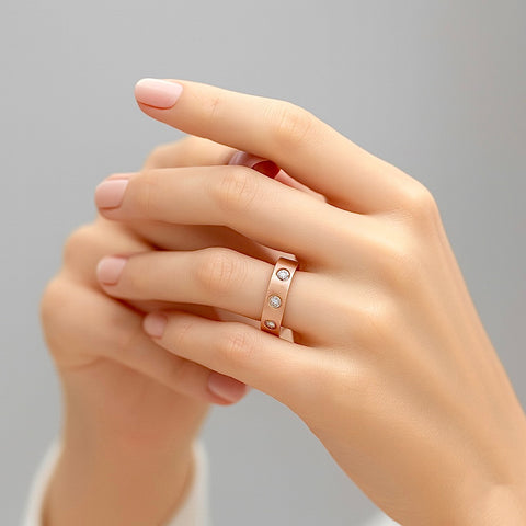 RG808RG B.Tiff Rose Gold 8-Stone Pave Ring