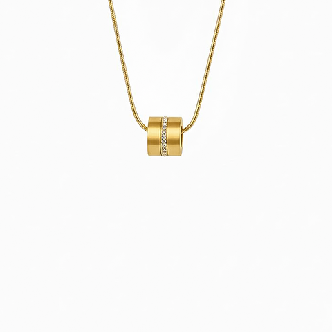 PT118G B.Tiff Gold Barrel Pendant