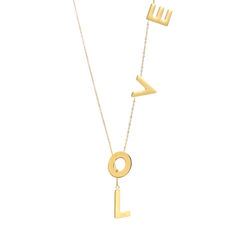 PTloveG B.Tiff Gold Adjustable Love Lariat Chain Necklace