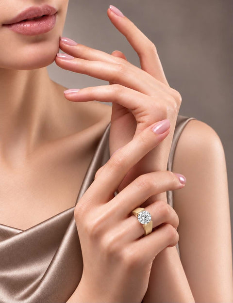 RG093MG-3ct B.Tiff 3 ct Moissanite Round Gold Solitaire Engagement Ring