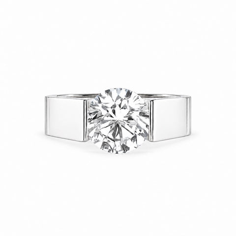 RG093MW-3ct B.Tiff 3 ct Moissanite Round Solitaire Engagement Ring