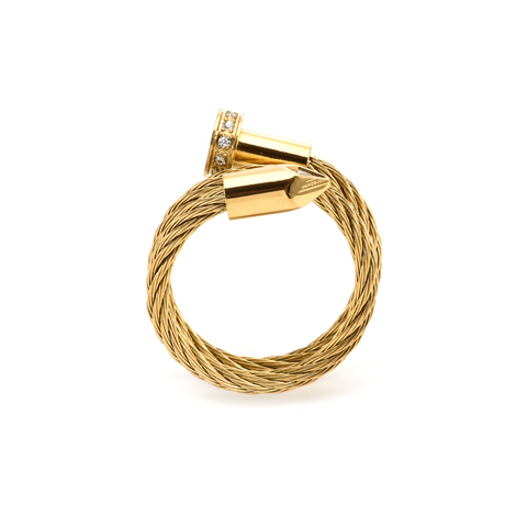 RG115G B.Tiff Gold Pavé Pointe Cable Adjustable Ring