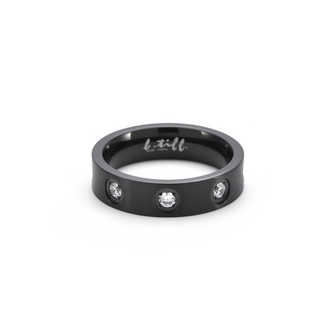 RG808B B.Tiff Matte Black 8-Stone Pave Ring
