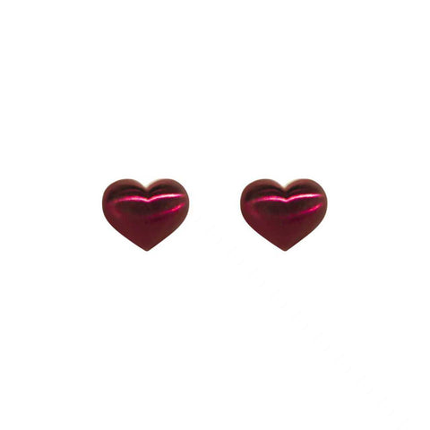 ER005R B.Tiff Burgundy Heart Stud Earrings