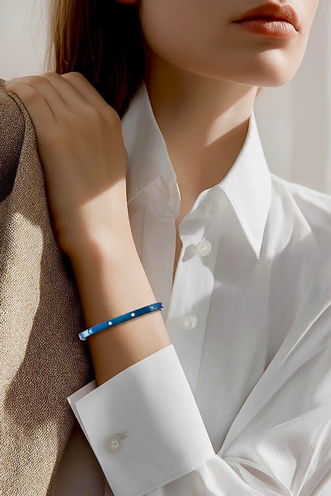 BG308BL B.Tiff 8-Stone Blue Bangle Bracelet