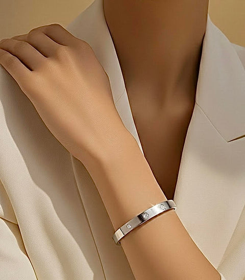 BG808WP B.Tiff 8-Stone High Polish Bold Bangle Bracelet