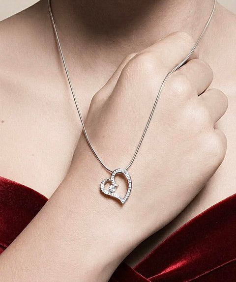 PT092W B.Tiff Pavé Heart Pendant