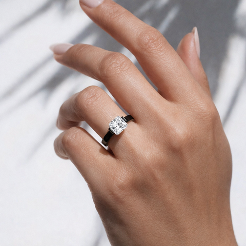 RG228B B.Tiff Black 2 ct Cushion Cut Engagement Ring