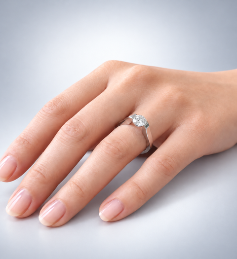 RG091W B.Tiff Tension 1 ct Round Solitaire Curved Edge Engagement Ring