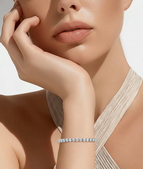 BG399W B.Tiff 4mm Heart Tennis Bracelet - Thin