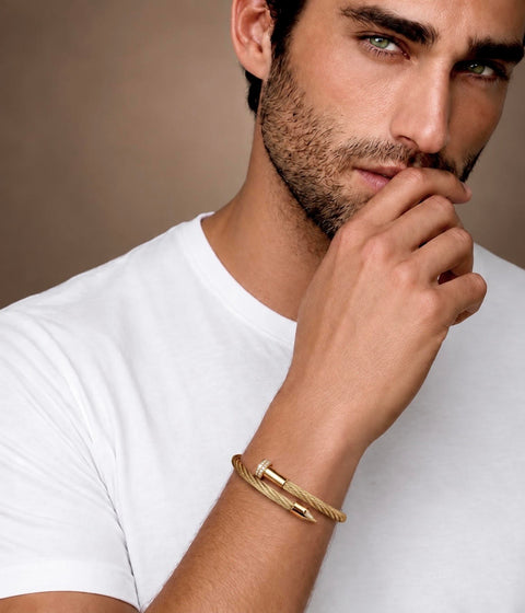 BG005G B.Tiff Gold Pavé Pointe Cable Bangle Bracelet