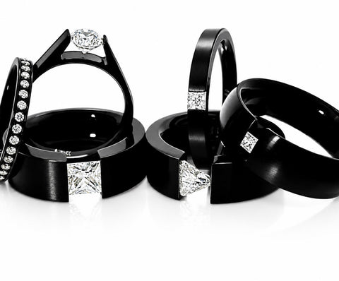 RG801B B.Tiff Princess Cut Black Wide Ring