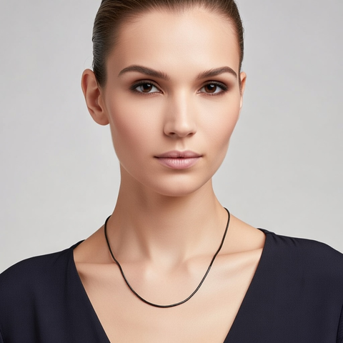 C030B B.Tiff Thin Black Coil Chain