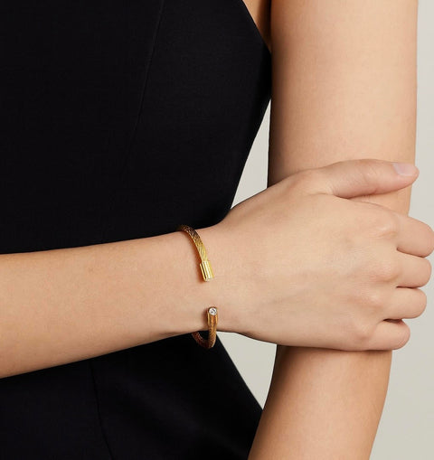 BG002G B.Tiff Classic Cable Gold Bangle Bracelet