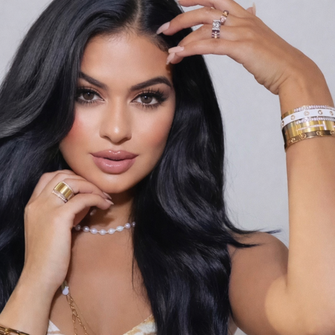 PT801G B.Tiff Gold Beads Interlaced Pearl Necklace