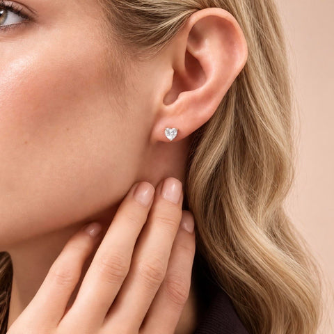 ER009G B.Tiff Gold .75 ct Heart Solitaire Stud Earrings