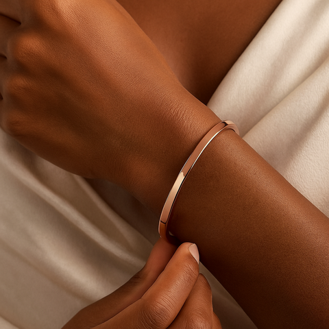 BG300RGP B.Tiff Simplicity Narrow High Polish Rose Gold Bangle Bracelet