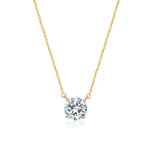 PK102G B.Tiff 18K Solid Gold 1 ct Moissanite Prone Solitaire Pendant