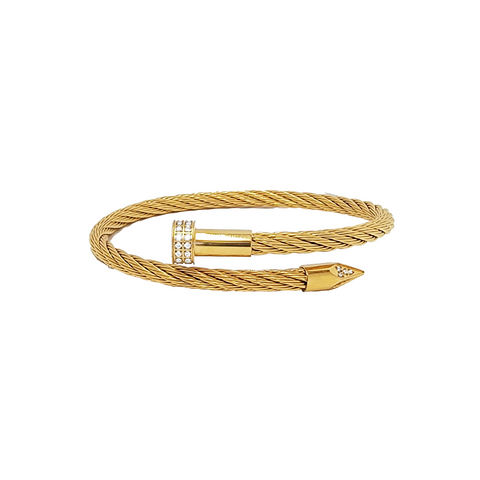 BG005G B.Tiff Gold Pavé Pointe Cable Bangle Bracelet