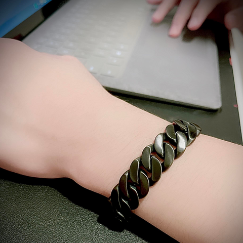 BG160B B.Tiff 16mm Black Flat Cuban Link Bracelet