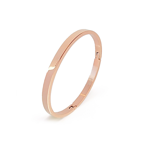 BG300RGP B.Tiff Simplicity Narrow High Polish Rose Gold Bangle Bracelet