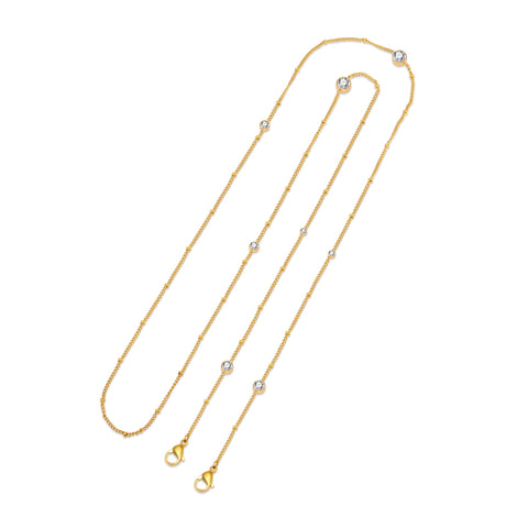 PT456G B.Tiff 8-Stone Gold Pavé Station Necklace