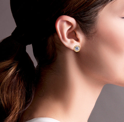 ER125RG B.Tiff Rose Gold Pavé 1 ct Aŭreolo Earrings