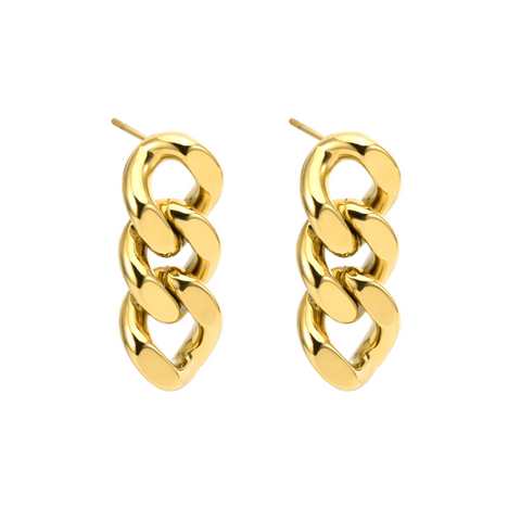 ER160G B.Tiff High Polish Gold Cuban Link Earrings