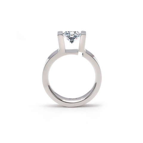 RG074W B.Tiff Tension 1 ct Round Solitaire Engagement Ring