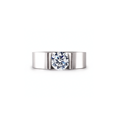 RG092W B.Tiff Tension 1 ct Round Solitaire Tall Edge Engagement Ring