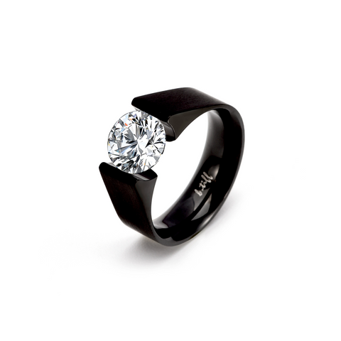 RG093B B.Tiff Black 2 ct Round Solitaire Engagement Ring