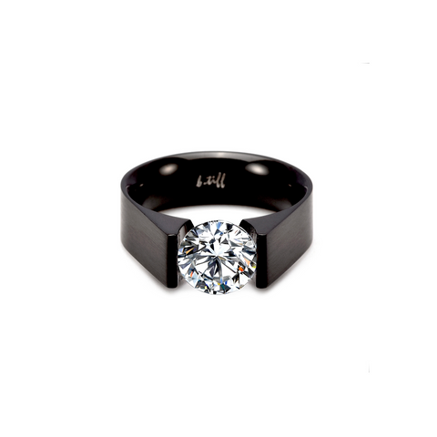 RG093B B.Tiff Black 2 ct Round Solitaire Engagement Ring