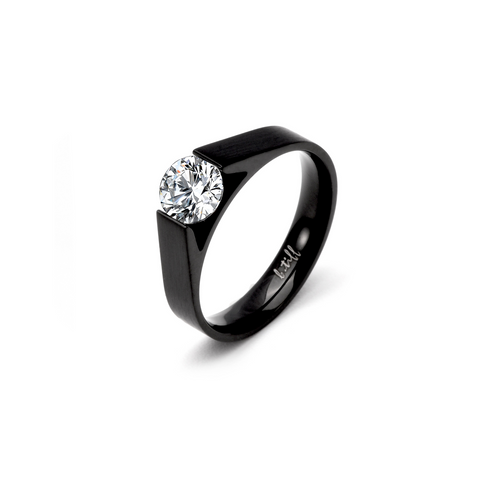 RG096B B.Tiff Tension Black .75 ct Round Solitaire Engagement Ring