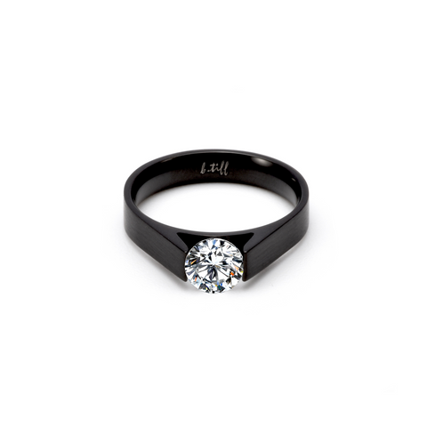 RG096B B.Tiff Tension Black .75 ct Round Solitaire Engagement Ring