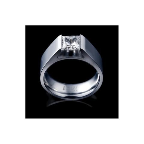 RG097W B.Tiff Tension 1 ct Princess Cut Tall Solitaire Ring