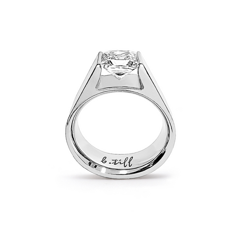 RG097W B.Tiff Tension 1 ct Princess Cut Tall Solitaire Ring