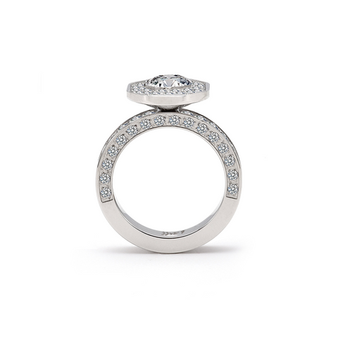 RG128W B.Tiff Aŭreolo II 1 ct Cushion Cut Halo Engagement Ring