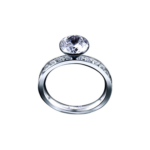 B.Tiff 2 ct Solitaire Pave Engagement Ring & Eternity Bands Set