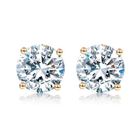 EK052G B.Tiff 18K Solid Gold .5 ct Moissanite Prone Solitaire Stud Earrings
