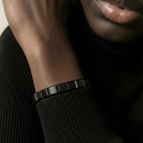 BG611GM B.Tiff Gun Metal Simplicity Matte Box Cut Adjustable Bangle Cuff