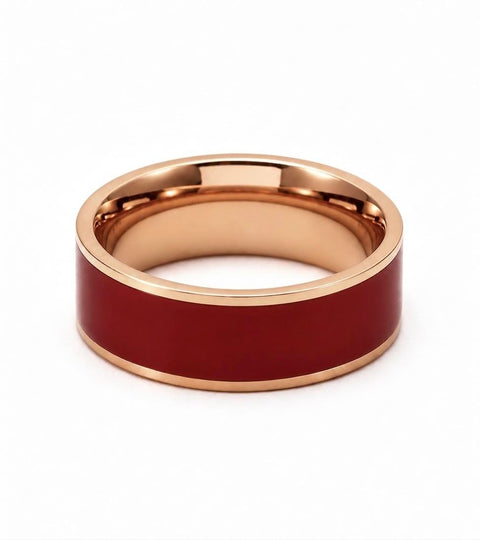 RG800RGR B.Tiff Rose Gold Red Enamel Ring [Wide Band]