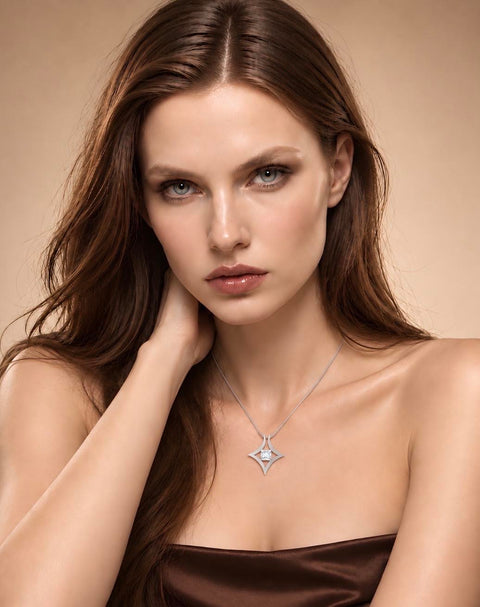 PT124W B.Tiff Natal 1 ct Princess Cut Tension Pendant Necklace