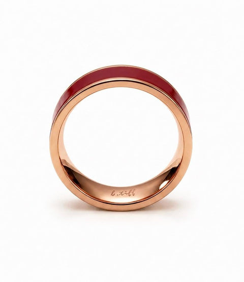 RG800RGR B.Tiff Rose Gold Red Enamel Ring [Wide Band]