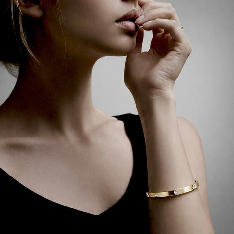 BG308GP B.Tiff 8-Stone High Polish Gold Bangle Bracelet