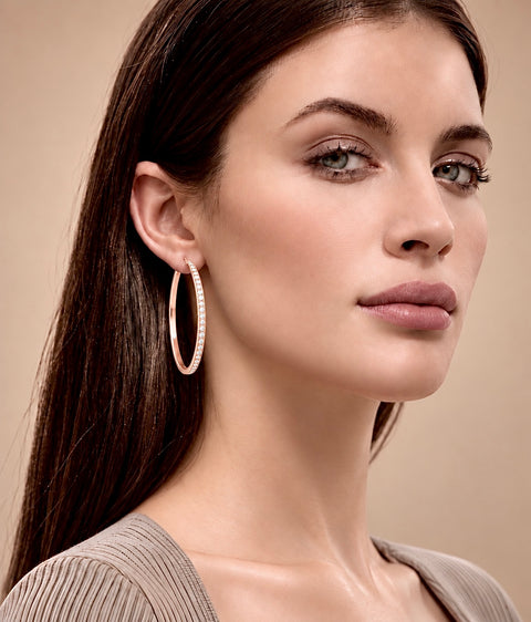 ER322RG B.Tiff Rose Gold Pavé 146-Stone Big Hoop Earrings