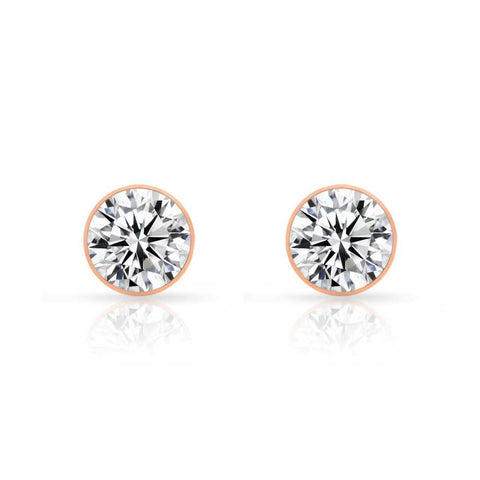 ER201RG B.Tiff Rose Gold 2 ct Solitaire Stud Earrings