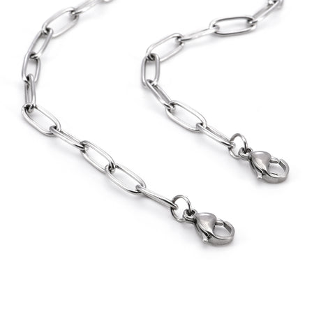 C400W B.Tiff 2 Clasps Oval Paperclip Link Chain Necklace