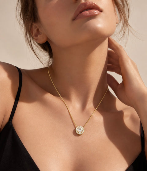 PT125G B.Tiff Gold Aŭreolo 2ct Pendant Necklace